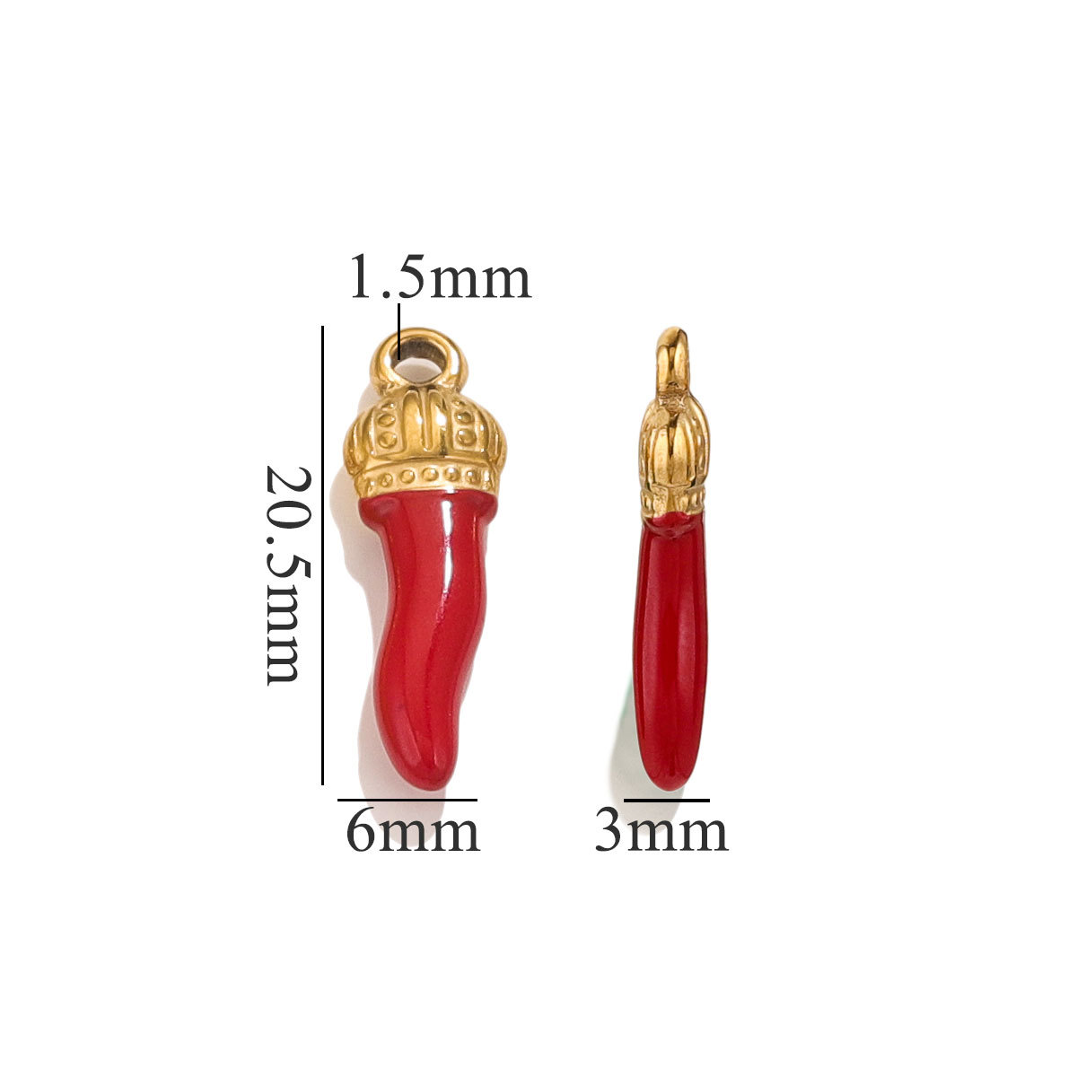 Gold color / 1 Piece Niche Casual Style Chili Pepper Shape Stainless Steel  Gold Color Women's Pendant Picture6